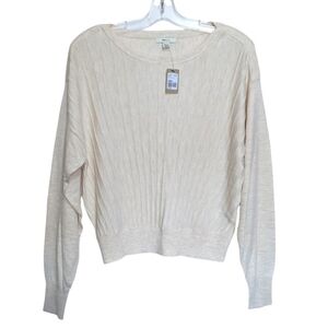 RW&CO. Cream Ribbed Boat Neck Sweater Size Small